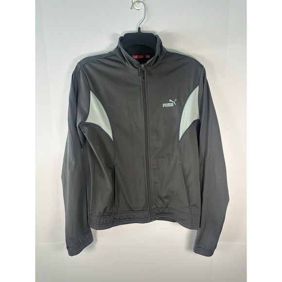 Puma Tops - PUMA Women's Gray and Blue Athletic Sport Track Jacket Sweatshirt Size Medium